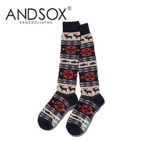 完売 ANDSOX アンドソックス PILE LONG Sakana 靴下 スノーボード MADE IN JAPAN