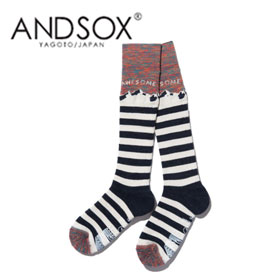完売 ANDSOX アンドソックス PILE LONG Yama Stripe 靴下 スノーボード MADE IN JAPAN