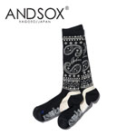 完売 ANDSOX アンドソックス SUPPORT PILE LONG PAISLY BLACK 靴下 スノーボード MADE IN JAPAN