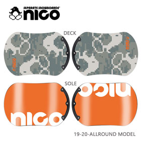 完売 セパレートスノーボード NICO 20-21継続モデル ニコ Compact Special Edition(CSE) CAMOFRA センターガード付き